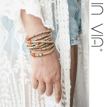 INVIA Multi-Circle Bracelet Ins Niche Design Hong Chenyao Kelly Net Red Same Style Wrist Decoration Wood and Stone Natural Bracelet