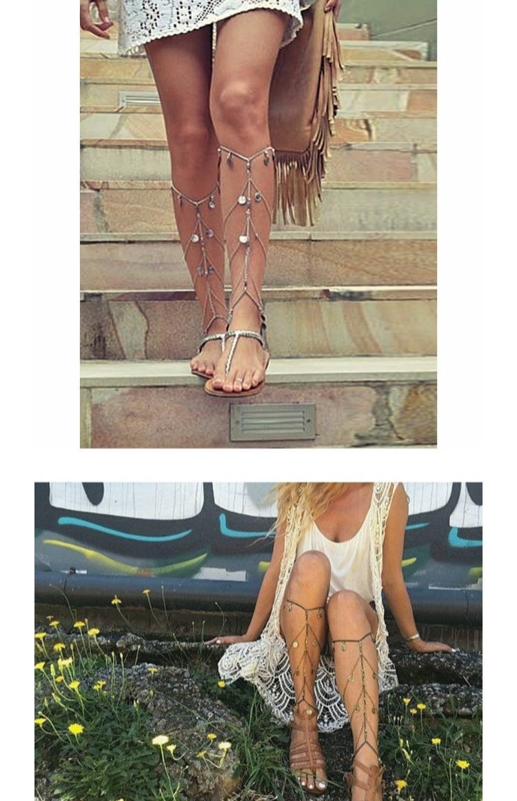 Châu Âu và Hoa Kỳ thời trang tiền xu tua rua bắp chân chuỗi vòng chân boho hippie lễ hội âm nhạc cá tính nữ trang sức lắc chân nữ