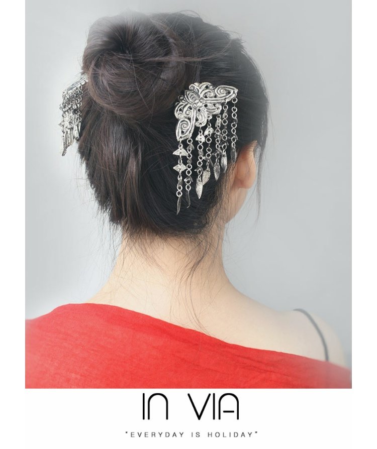 Mũ trùm đầu Hanfu Retro Phụ kiện tóc Gió cổ Quốc gia Kiểu tóc Trung Quốc Tassels Bước Lắc Phim và Vũ điệu Đồ trang trí Đạo cụ - Phụ kiện tóc băng đô tai thỏ