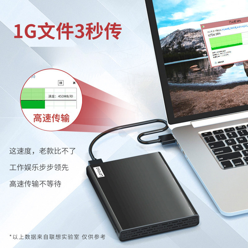 Lenovo Mobile Hard Drive 1Tb for Mobile Phones and Computers, 500g External Notebook Storage, High-Speed 2Tb Box with Metal