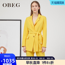 OBEG Obiqian suit jacket female Korean version British style autumn and winter fashion OL waist professional jacket 1093040