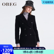 OBEG Obiqian winter new high waist thin short suit wool coat coat 1094501