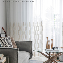 Tree flowering New embroidery window screen Joker North Europe and America simple art semi-transparent curtain yarn finished product customization