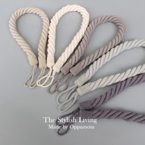 rope tieback new curtains strap tied the incorrectly looped string had thrown adhesive hook modern minimalist living room bedroom B & B hostel