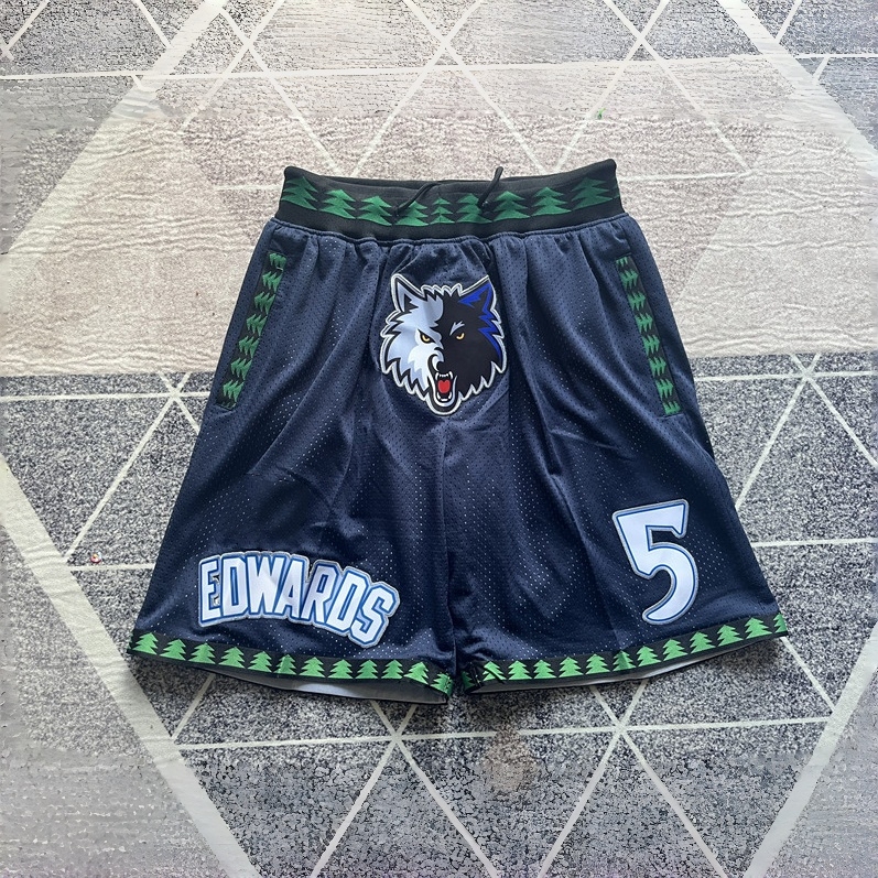 Just Don Timberwolves Edwards Retro Basketball Shorts Men's Loose Breathable Sports Shorts Sports and Leisure