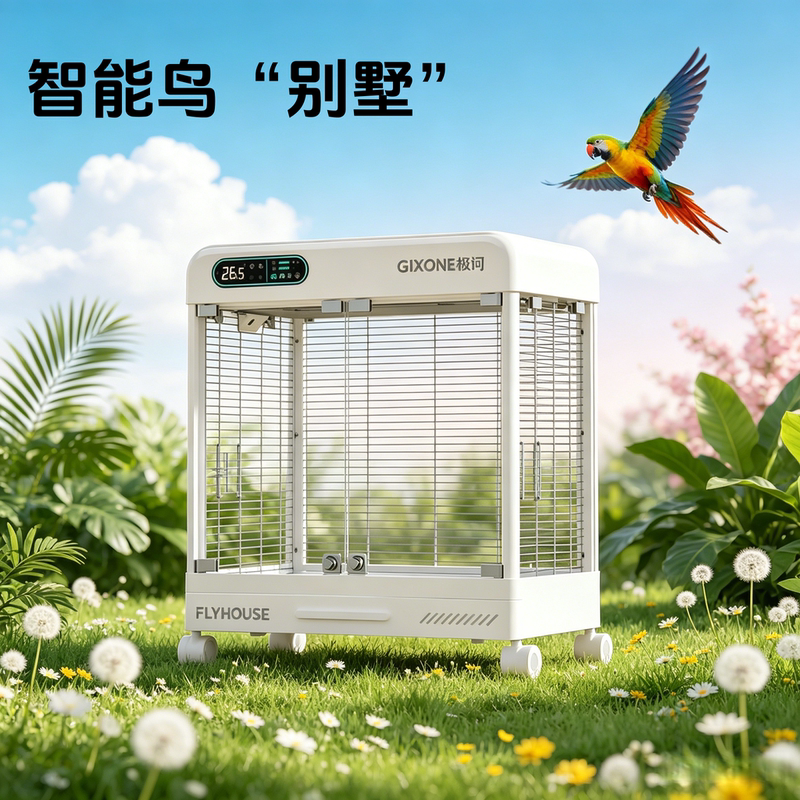 Smart Temperature-Controlled Parrot Cage with Feather Dust Filter, Ecological Cage Villa for Small Sunbirds and Cockatiels Smart Temperature-Controlled Parrot Cage with Feather Dust Filter, Ecological Cage Villa for Small Sunbirds and Cockatiels