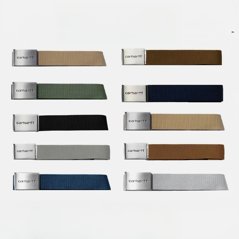 In-Stock Carhartt Wip Clip Belt Chrome Carhartt Canvas Silver Buckle Belt 019176