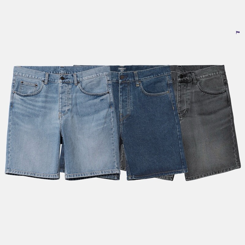 In Stock Carhartt Wip Newel Short Carhartt Washed Casual Denim Shorts 029209