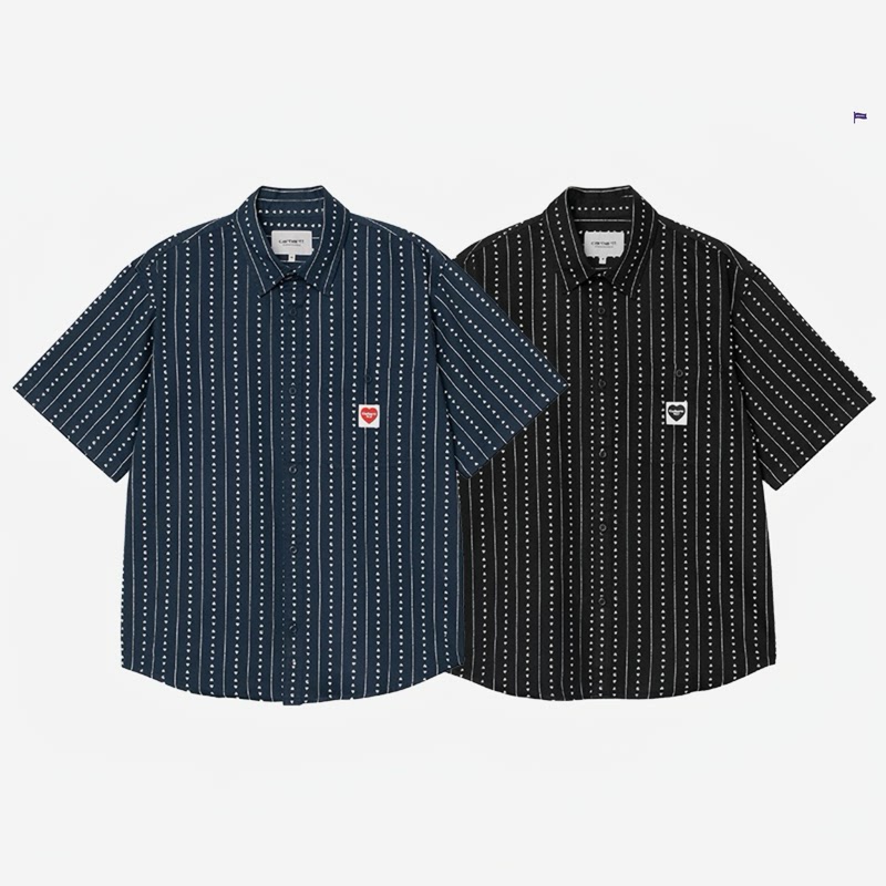 Clearance Carhartt Wip S/S Drewe Shirt Carhartt Heart Stripe Short-Sleeve Shirt 34537
