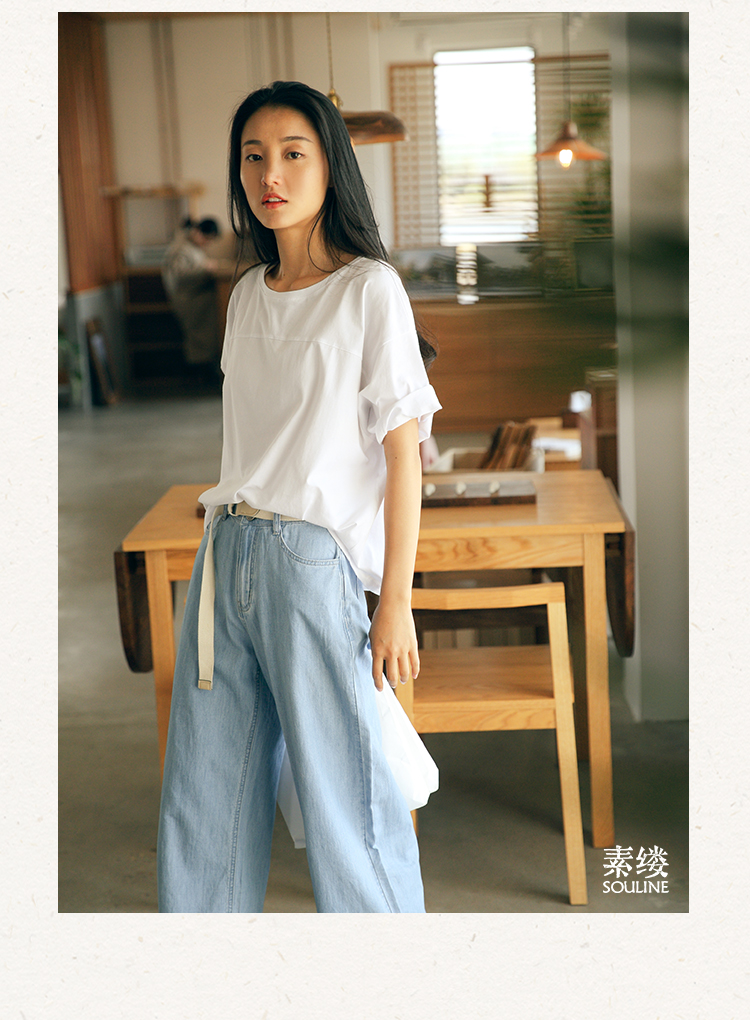 Áo len nữ mùa hè 2018 mới của phụ nữ ngắn tay lệch vai lệch vai áo thun trắng hoang dã SV9235 - Áo phông áo phông trắng