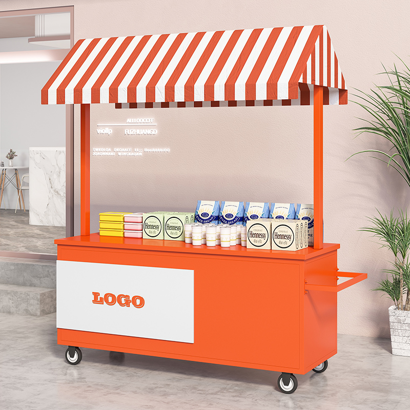 Nordic Iron Breakfast Car Distribution TableCart Food Cart with wheeler push-line saffron