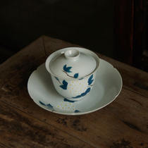 sus daily) Jingdezhen underglaze pastel hand-painted hydrangea flower bottomed bowl tea bowl