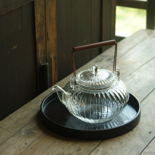 suus dailyday style handmade flower petal shaped wood handle red copper Tibeams heat resistant glass boiling kettle