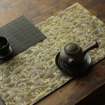 sus daily) Japan imported cotton fabric bronzing Edogawa Ruo embroidered gold thread Jintao stacked Literati tea mat