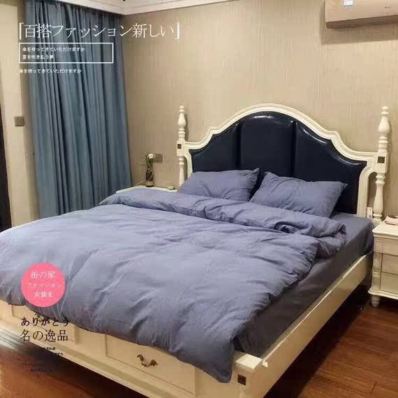Hoàn hảo mô hình tại chỗ nổ bông denim dệt Home bộ phận dệt Độc Khăn giường đôi - Bộ đồ giường bốn mảnh bộ chăn ga gối đệm giảm giá