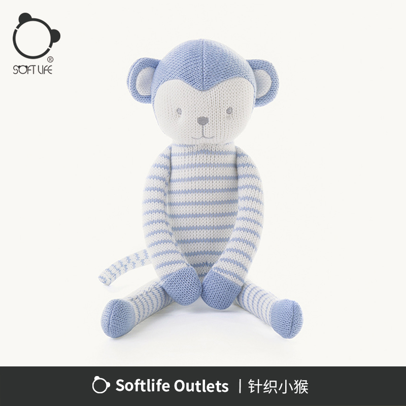 Softlife Wool Knitting Monkey Doll Little Monkey Rag Doll Baby Coaxing Sleeping Baby Holding Comforting Doll