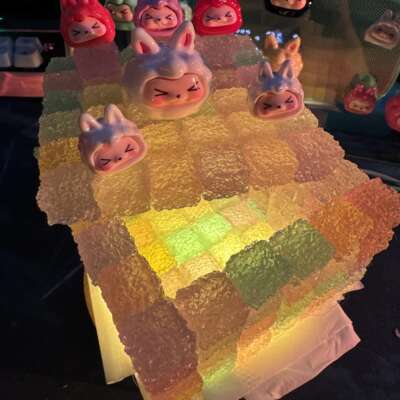 Luminous cube sugar glossy macaron solid color small KIKI diy accessory cream glue peach keychain pendant display piece