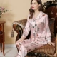 Bộ đồ ngủ pijama nữ xuân hè, đồ ngủ lụa băng giá, phiên bản đồ ngủ giả lụa hàn quốc, đồ ngủ dài tay, phục vụ tại nhà lụa size lớn - Bên ngoài ăn mặc