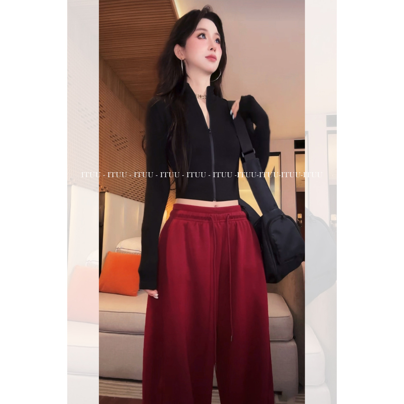 Ituu Spicy Girl Stand-Up Collar Cardigan for Women, New Autumn and Winter Slim-Fit Short Long-Sleeve Base Shirt Ituu Spicy Girl Stand-Up Collar Cardigan for Women, New Autumn and Winter Slim-Fit Short Long-Sleeve Base Shirt