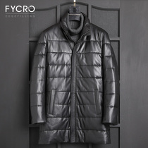 2020 new medium length Neckline Genuine Leather Down Clothing Mens Body Youth Winter Leather Coat Jacket Casual Jacket Man