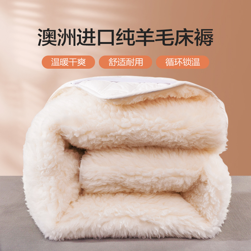Hengyuanxiang Australian Wool Mattress Pad, Soft Cushion, Thickened for Winter, Warm Double Bed Mattress Pad, Quilt Base