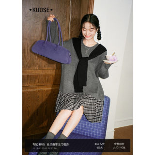 Gray fake two piece shawl long sleeve dress