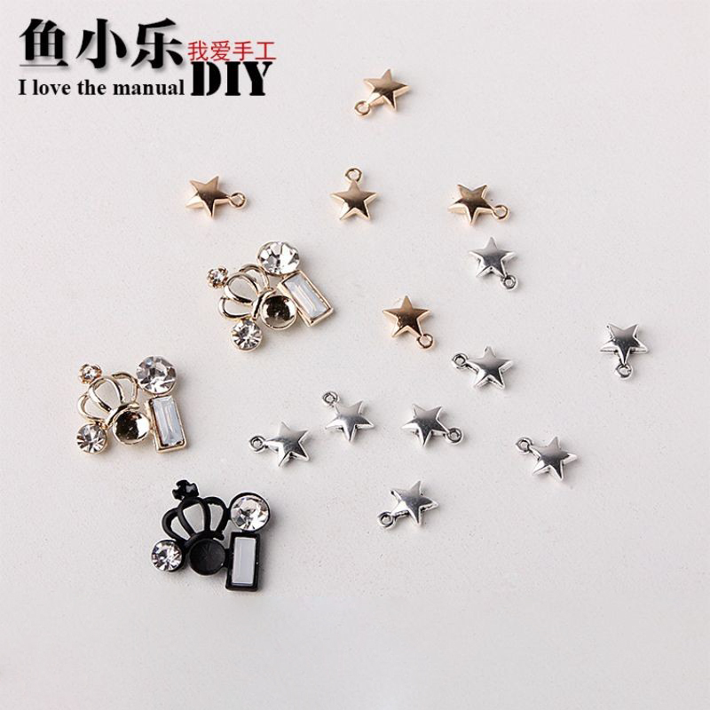 DIY Ornament Alloy Accessories Insert Drilling Crown Combined Cell Phone Protective Shell Beauty Pentagram Bracelet Pendant Material