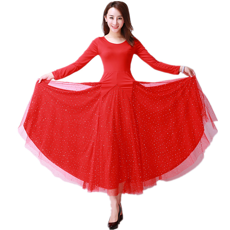 Khiêu vũ hiện đại thực hành váy khiêu vũ váy khiêu vũ dịch vụ thi đấu tiêu chuẩn quốc gia waltz nhảy váy váy lớn - Khiêu vũ / Thể dục nhịp điệu / Thể dục dụng cụ giày khiêu vũ nữ gót thấp