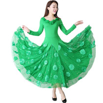 Long sleeve new modern dance dress Waltz big swing dress performance performance ballroom dance national standard tango dance dress