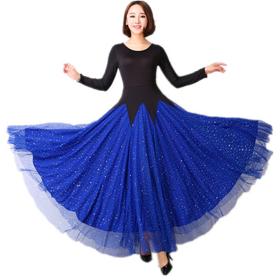 Women's Ballroom Dance Dresses Modern Skirt Performance Dresses National Standard Competition Dresses Waltz Tango Dresses Long Sleeves