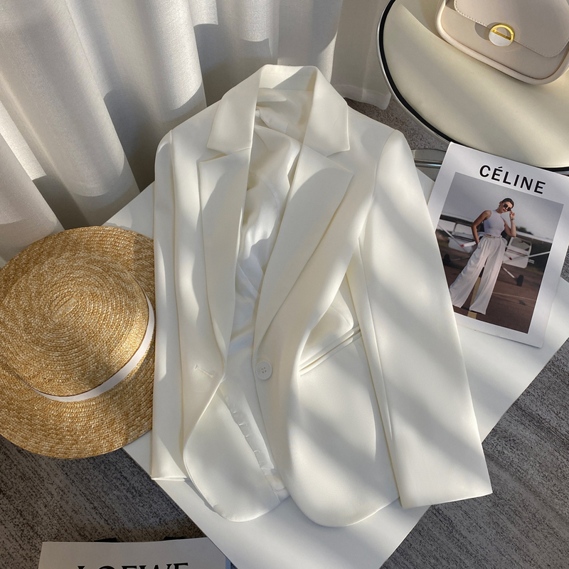 2026 Spring New White Blazer for Women, Simple Style, Petite, Commuting, Versatile, Elegant Suit Jacket
