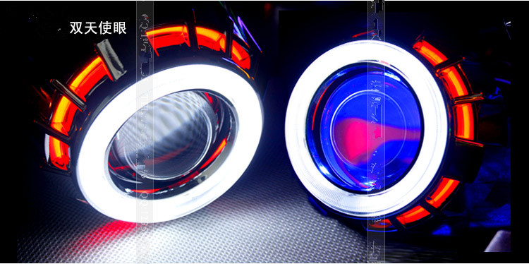 Cảm giác mới xe máy XGJ125-30 đèn pha Xenon đèn Xenon Angel eye Devil eye lắp ráp ống kính Q5 đèn xe dream