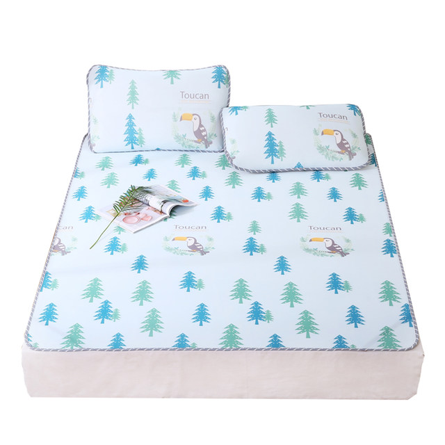 1.8m bed double ice silk mat three-piece set 1.5m summer cartoon ຫໍພັກນັກສຶກສາດຽວ 1.2m washable