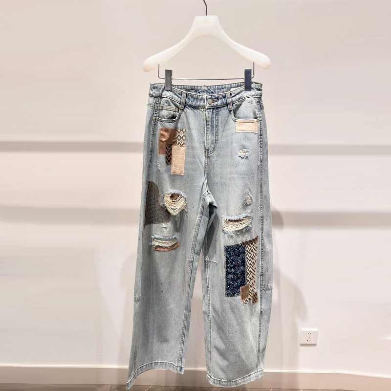 2026 Autumn New Loose Patchwork Ripped Patched Wide-Leg Jeans for Women 2K3Xr16 2026 Autumn New Loose Patchwork Ripped Patched Wide-Leg Jeans for Women 2K3Xr16