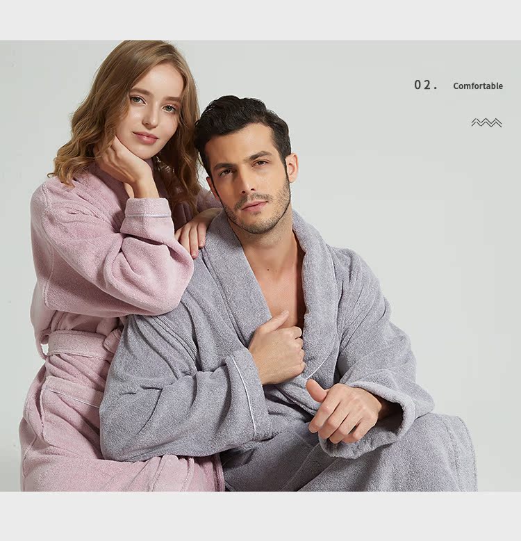 Chất liệu áo choàng cotton chất lượng năm sao khách sạn áo ngủ mùa thu và mùa đông nam nữ bông dày đoạn dài áo choàng tắm tùy chỉnh đồ bộ pijama