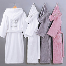  Hotel bathrobe pure cotton towel material adult thickened long yukata cotton absorbent couple nightgown autumn and winter thickened