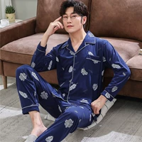 Mùa xuân và mùa thu nam đồ ngủ cotton dài tay áo cardigan kích thước lớn phù hợp với thanh niên mỏng phần trung niên dịch vụ nhà mùa đông shop quần áo