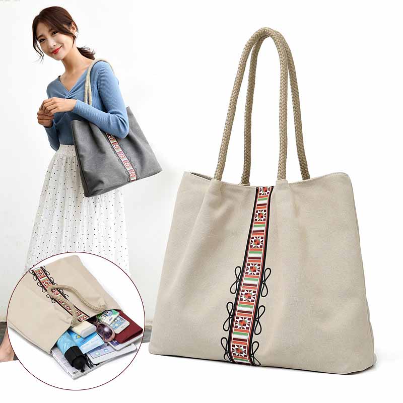 Printed Sail Cloth Bag Han Version Slanted Satchel Bag 100 Hitch Single Shoulder Art Hand Large Capacity Cloth Bag Brief Lady Bag