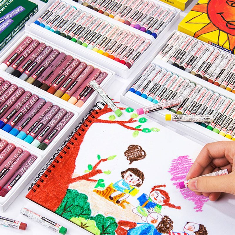 Japanese cherry blossom XEP-25 color 36 color 48 color oil painting stick XLP-50 color recolored stick washable kindergarten stationery supplies baby paintbrush painting suit children non-toxic crayons