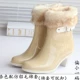 Giày cao gót nữ mùa xuân và mùa hè Hàn Quốc Giày cao gót đế xuồng cao gót cộng với cotton có thể tháo rời giày chống trượt nêm giày cao su giày đơn giản giày đi mưa