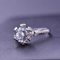 Ming giant silver decoration | Mosanstone drill ring floral pure silver ring white gold flower 1 carat simulation drill female ring courting marriage