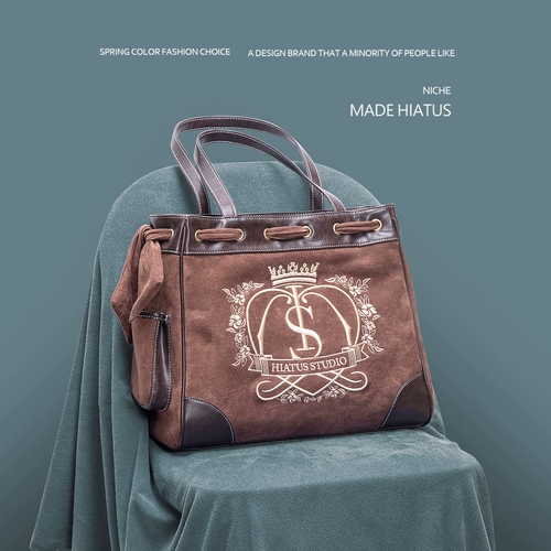 HIATUS Вместительная и большая ретро демисезонная сумка на одно плечо для отдыха, в цветочек, с вышивкой