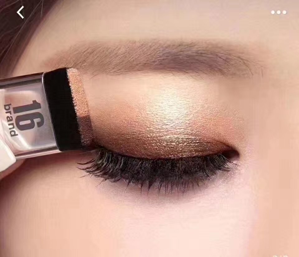 South Korea 16brand two-color double-layer gradient eye shadow lazy 3-second instant eye shadow plate earth ribbon brush