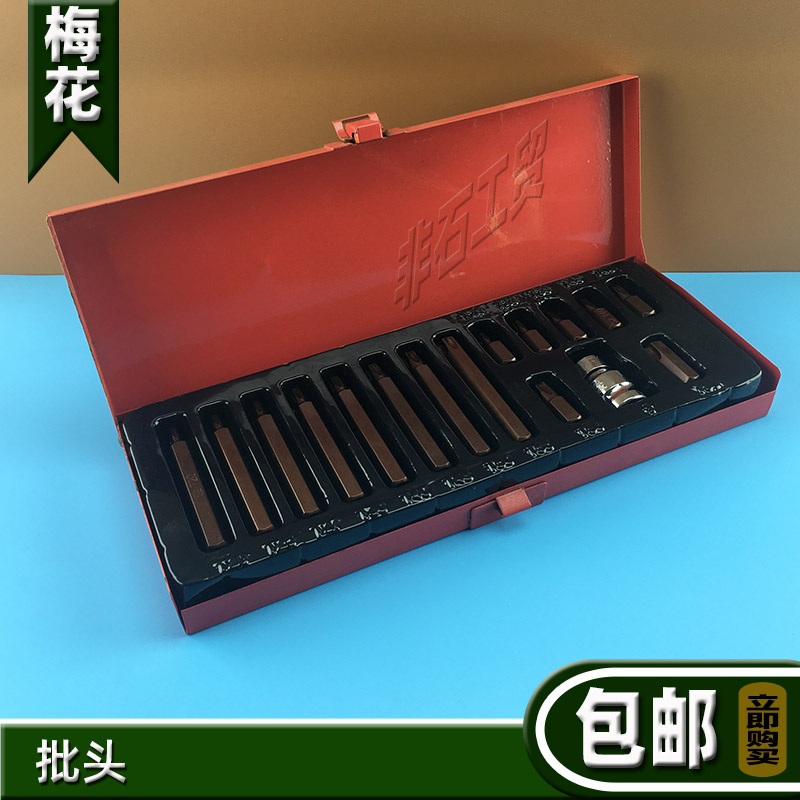 16 pieces of sleeve flower type powerful batch head combination tool set inner hexagonal plum blossom head metric magnetic T20-55