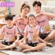 Bộ đồ ngủ trẻ em mùa hè 100% cotton mùa hè ngắn tay gia đình ba mẹ con bà mẹ phụ nữ bộ đồ mỏng phục vụ tại nhà - Trang phục dành cho cha mẹ và con