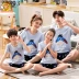 Bộ đồ ngủ trẻ em mùa hè 100% cotton mùa hè ngắn tay gia đình ba mẹ con bà mẹ phụ nữ bộ đồ mỏng phục vụ tại nhà - Trang phục dành cho cha mẹ và con