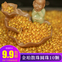 Natural Russian amber Beeswax gold pearl loose beads DIY round beads hand string with beads Disciple beads play accessories 6mm