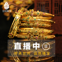 Nepal 18K handmade gold transfer beads Ancient Pharaoh gold bracelet bracelet inlaid with turquoise beads live special shot