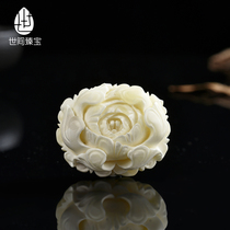 The world Zhenbao natural mineral amber beeswax peony carved necklace Sweater chain hand brand pendant for men and women