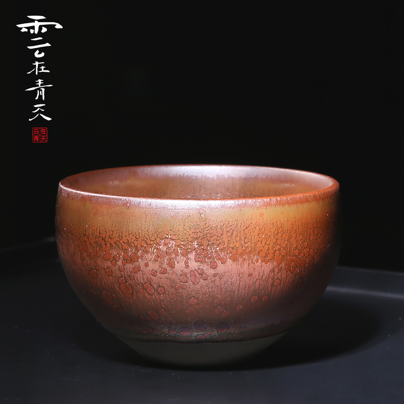 Built one cup tea glass Mosaic gold master large ceramic temmoku bowl ore, tea cups kung fu tea set